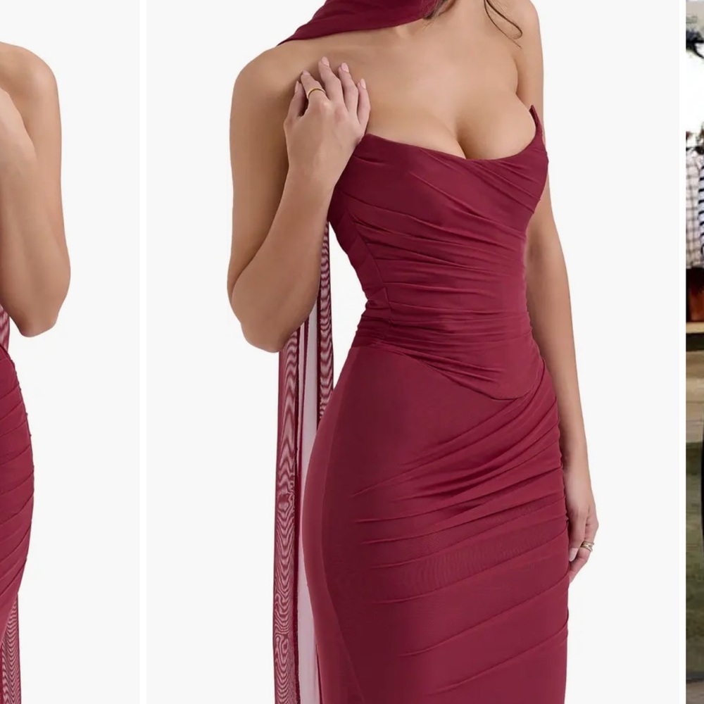 House of CB Burgundy Strapless Top